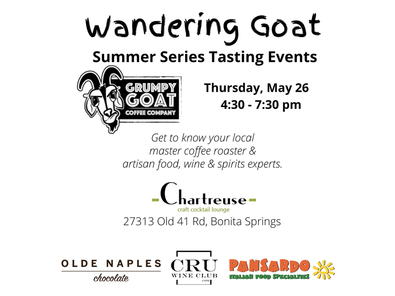 Grumpy Goat Coffee announces Wandering Goat summer series of tasting events