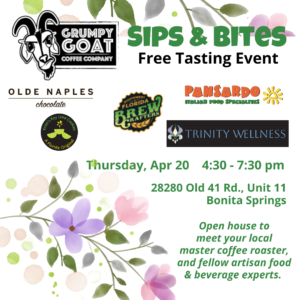 Grumpy Goat Coffee Sips and Bites Tasting Event April 20, 2023