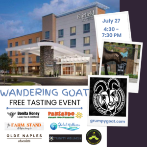 Wandering GOAT Tasting Event July 2023 at Fairfield by Marriott